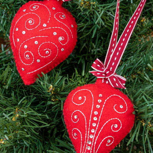 Hsp2605 Red Hearts Xmas Decorations